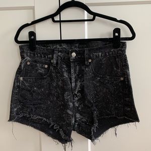 Ksubi black distressed cutoff black denim shorts